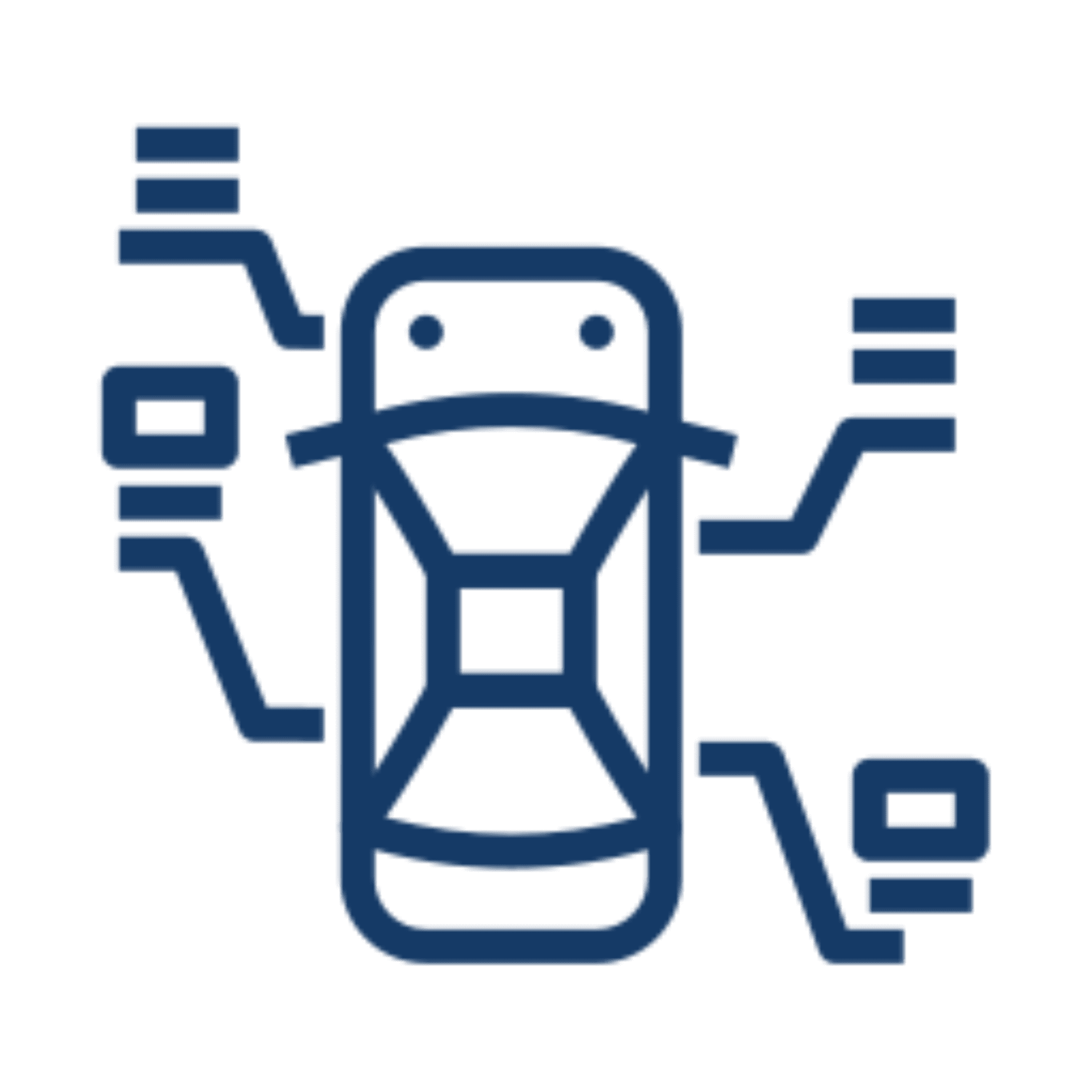 Stylized tech icon with lines and shapes