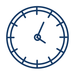 Clock icon with blue outline
