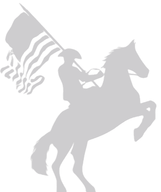 Equestrian holding USA flag silhouette