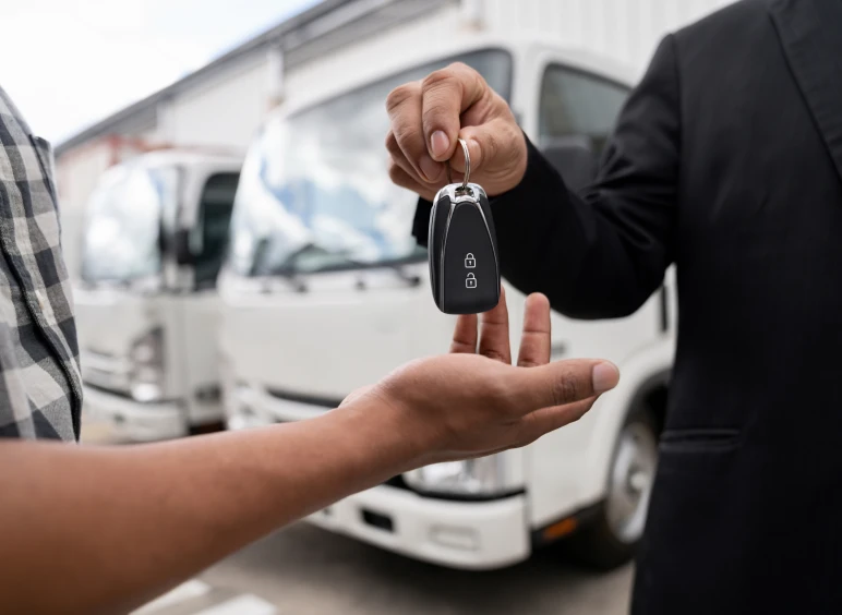 Handing over truck keys
